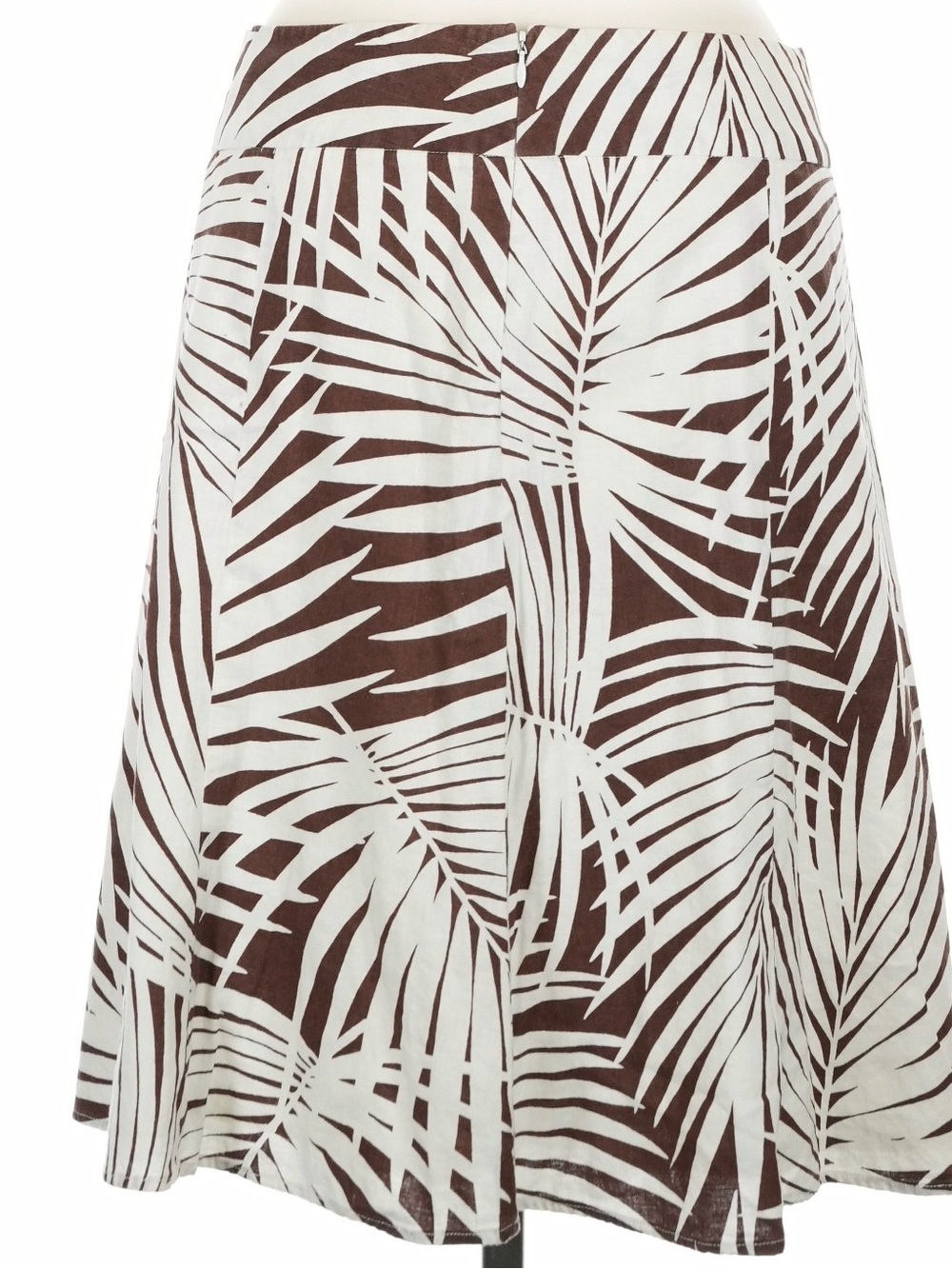 Printed A-Line Skirt in White and Brown